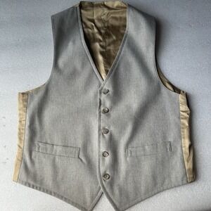 Vintage 1970s Disco Wedding Reversible Vest Satin 5 Button Pockets